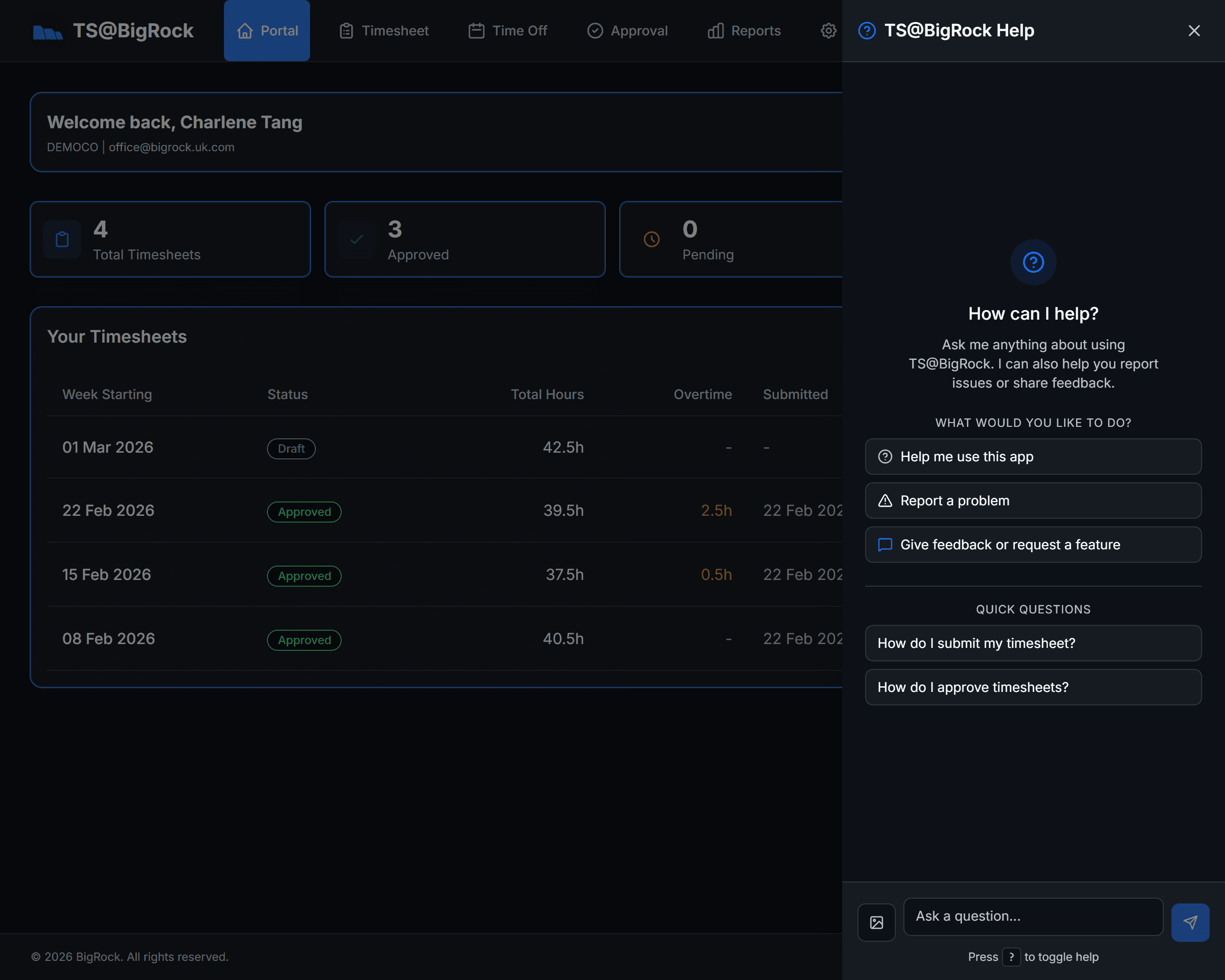 AI Assistant — Context aware help to guide you through the app or report issues